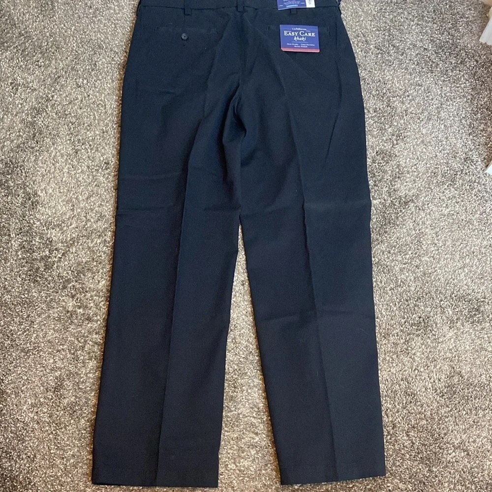 Croft & Barrow Easy Care khaki Classic Fit Flat Front Mens Black Pants 36x32 NWT